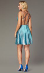 Short JVNX by Jovani Metallic Homecoming Dress - Image 3